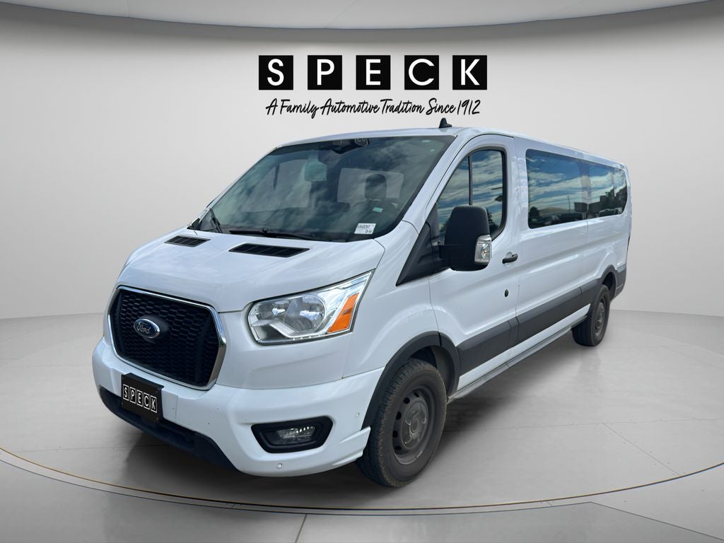 2022 Ford Transit Wagon XLT in Oxford White — front three-quarter view