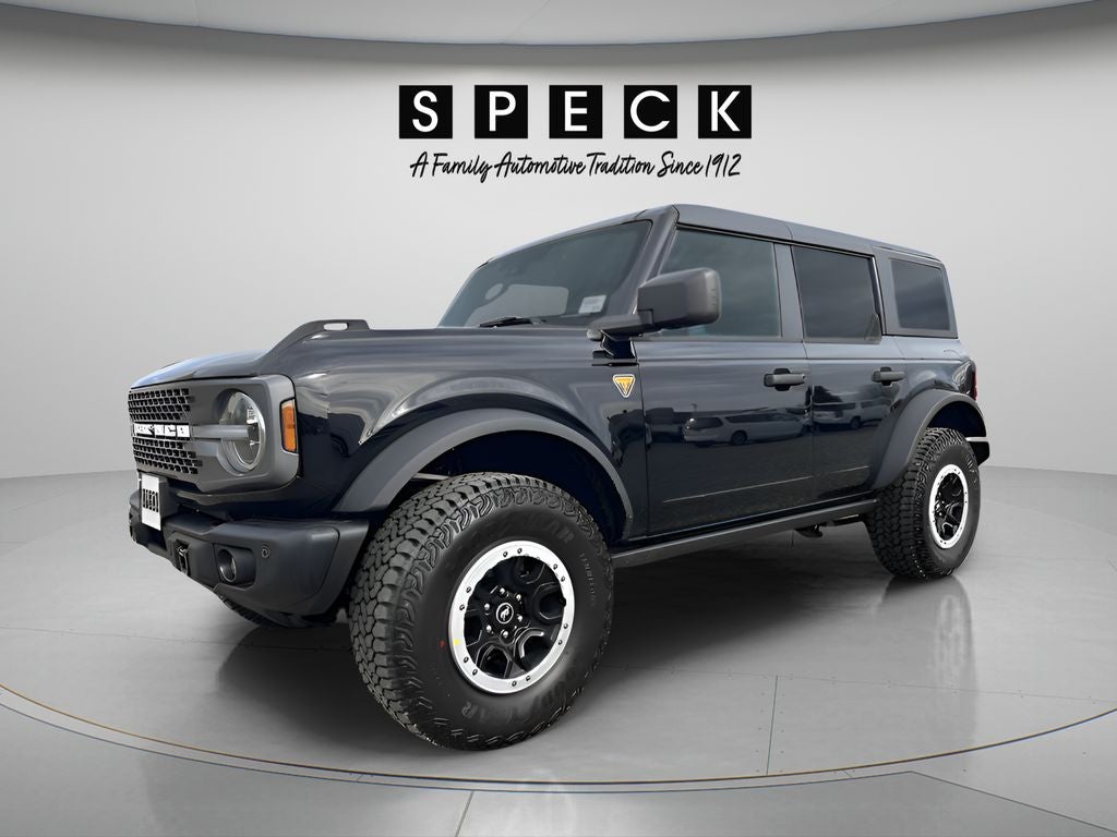 2026 Ford Bronco Badlands in Shadow Black — front three-quarter view