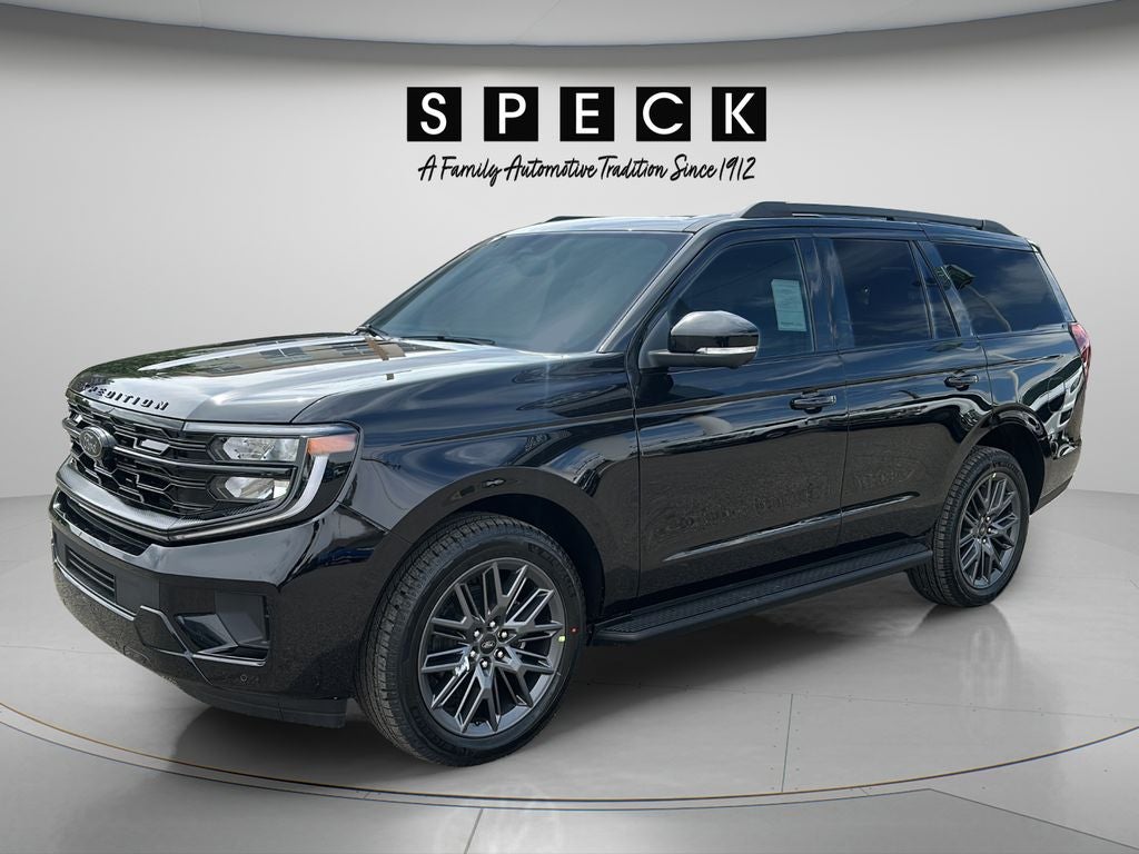 2026 Ford Expedition Platinum in Agate Black Metallic — front three-quarter view