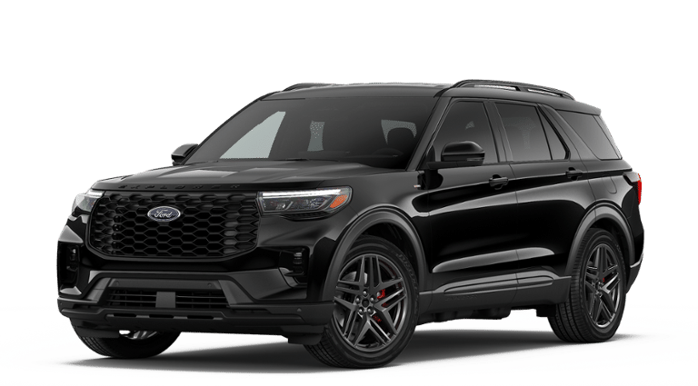 2026 Ford Explorer ST-Line in Agate Black Metallic — front three-quarter view