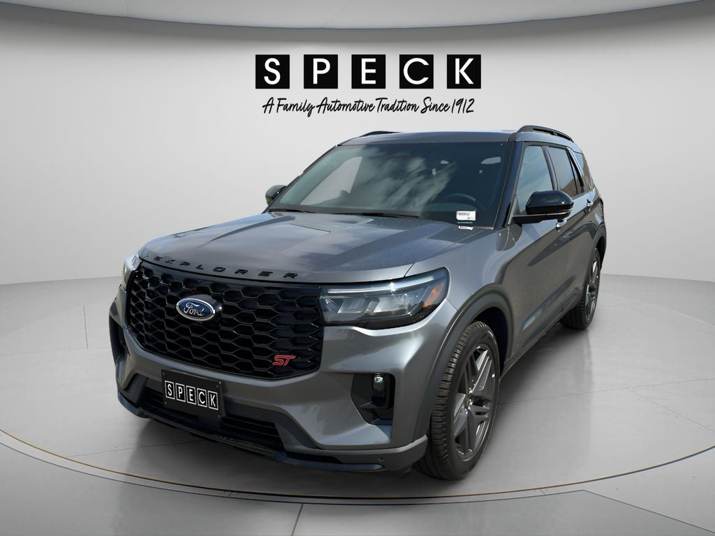 2026 Ford Explorer ST in Carbonized Gray Metallic — front three-quarter view