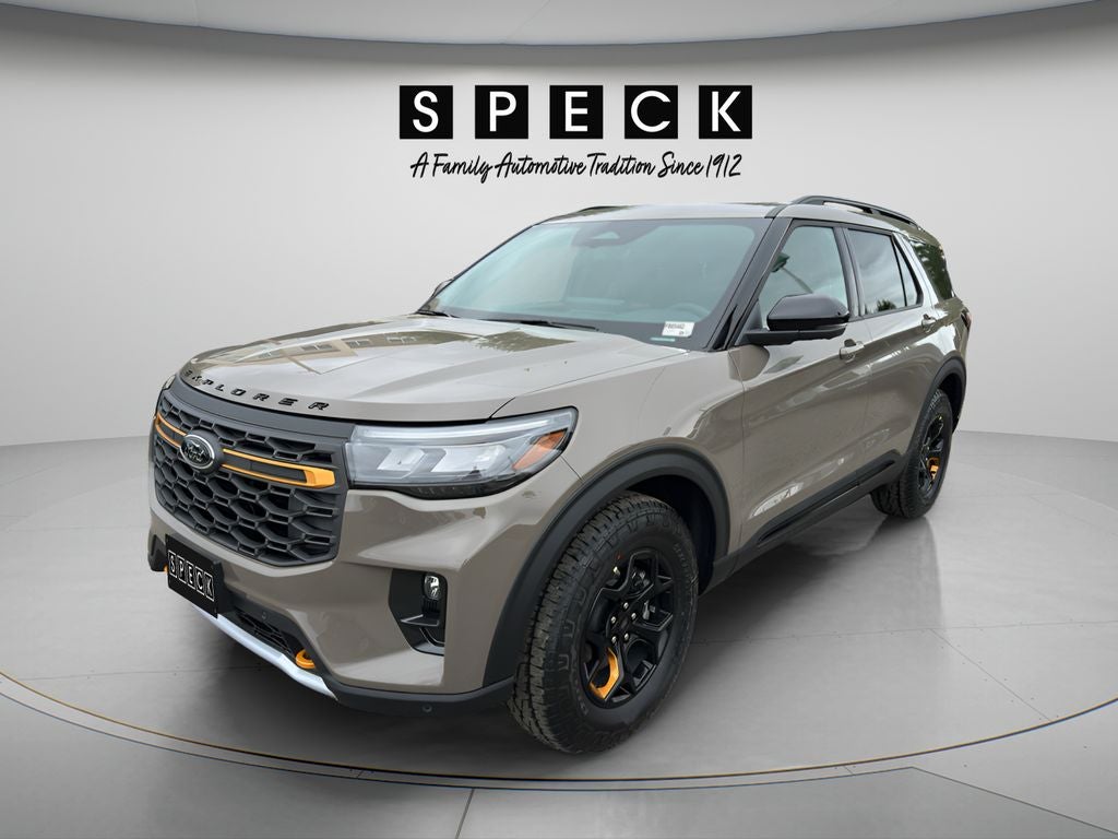 2026 Ford Explorer Tremor in Marsh Gray — front three-quarter view