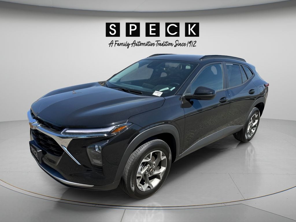 2025 Chevrolet Trax LT in Mosaic Black Metallic — front three-quarter view