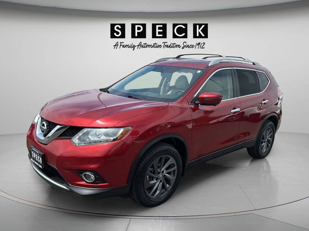 2016 Nissan Rogue SL in Red — front three-quarter view