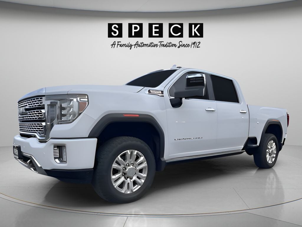 2022 GMC Sierra 3500HD 4WD Crew Cab Standard Bed Denali in Summit White — front three-quarter view