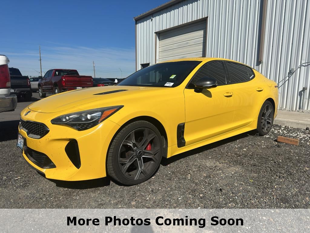 2018 Kia Stinger GT in Sunset Yellow — front three-quarter view